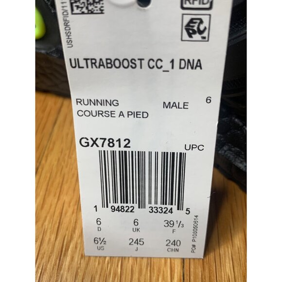 Mens 6.5 Adidas Ultraboost DNA CC 1 ClimaCool Black Volt Athletic Running Shoes - Picture 8 of 8